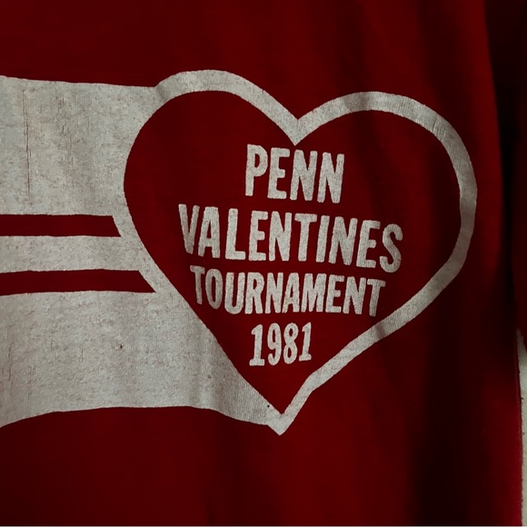 Vintage 1981 Penn Valentines Tournament Tee Retro Tee 1980s Red Tee - Picture 4 of 5